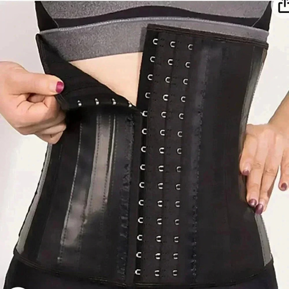 NNT waist trainer corset breathable black slimming trainer 14 latch and hook M - Picture 1 of 4